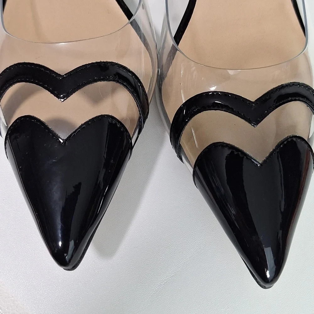 a new day Black and Clear Kitten Heels Point Toe